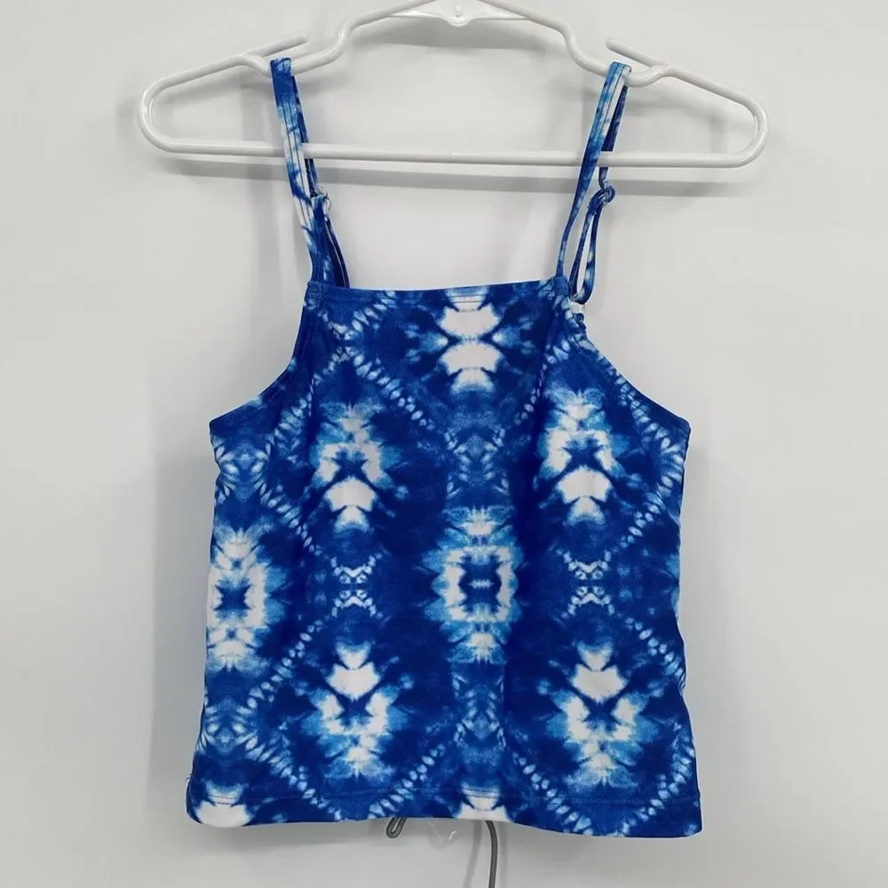Dolphin Love Two Piece Swimsuit Blue Tie Dye Cropped Top Bikini Bottom girls 5